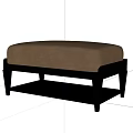 Modern Beige Padded Ottoman Bench With Black Frame And Lower Storage Shelf 3d model
