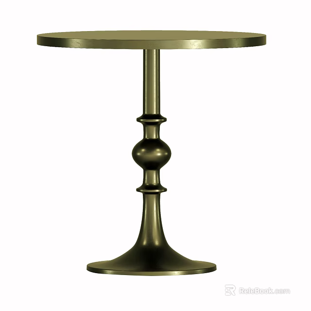 Classic Metal Coffee Table With Circular Top And Decorative Column Base 3d model