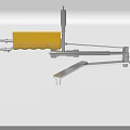 Industrial Equipment with yellow main body and silver metal arm mechanical support structure components