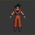 3D Animated Character Model With Red Martial Arts Uniform Blue Belt And Black Spiky Hair