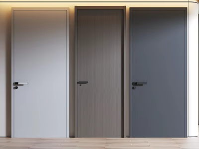 Modern Hinged Doors In White Wood Grain And Gray Finishes For Interior 3d model
