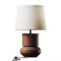 Modern Minimalist Table Lamp With Brown Terracotta Base And White Linen Shade
