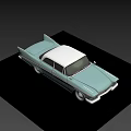 Classic Light Blue Vintage Sedan With Retro Body Design And Chrome Details