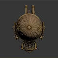 Steampunk Airship Model With Three Pipes Ornate Gears And Intricate Carvings