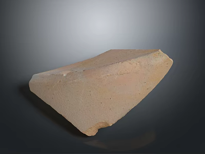 Light Illuminated Terracotta Stone Fragment With Rough Texture On Gray Background 3d model