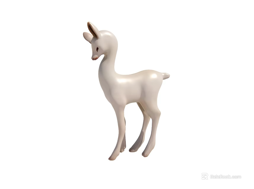 White Deer Sculpture Carving Elegant Ceramic Figurine Art For Home Decor 3d model 