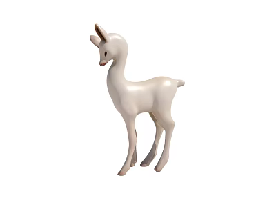 White Deer Sculpture Carving Elegant Ceramic Figurine Art For Home Decor 3d model