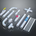 Plumbing Hardware Tools With Elbow Tee Pipe Fittings Gasket And Grate