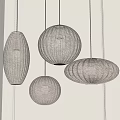 Beige Fabric Chandeliers With Various Shapes For Minimalist Interior Decoration