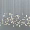 Elegant Spherical Silver Chandelier Hanging with Thin Wires Against Gray Background