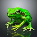 Shiny Green Frog With Glossy Skin On Black Background And Reflection 3d model