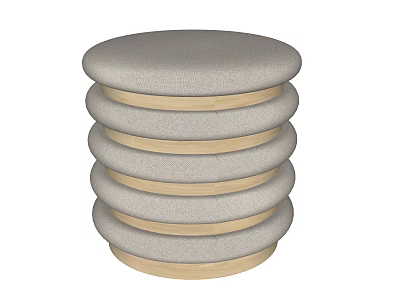 Stackable Round Stools With Gray Cushion And Light Wood Edges Design 3d model