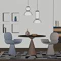 Modern leisure table and chair combination negotiation table and chair dining table and chair chandelier carpet 3d model