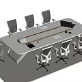 Modern Conference Table With Ergonomic Chairs Laptop And Documents In Office Setting 3d model
