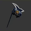 Blonde Haired Fantasy Warrior In Blue And White Armor With Long Sword