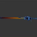 Futuristic Red Gradient Blade Sword With Yellow And Black Mechanical Handle And Blue Accents