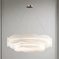 Elegant Modern White Translucent Chandelier With Layered Circular Rings And Soft Glow