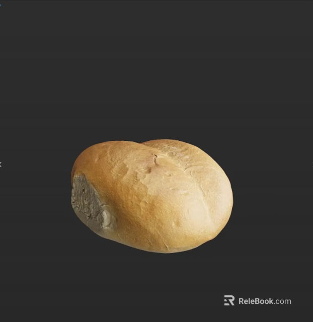 Delicious Golden Brown Round Bread With Soft Texture On Black Background 3d model