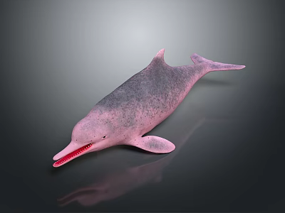 Aquatic Animal Pink Dolphin With Open Mouth And Smooth Skin 3d model