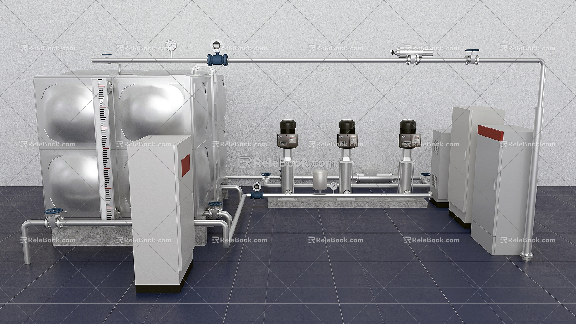 Domestic water pump room 3d model