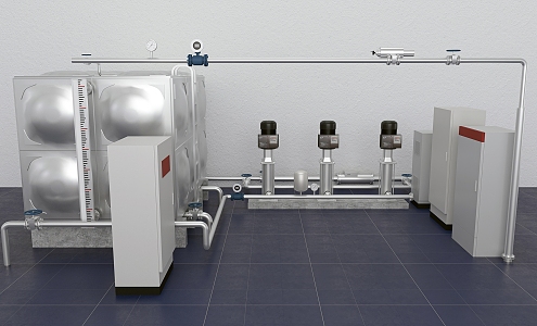 Domestic water pump room 3d model