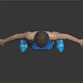 Athlete In Blue Tank Top With Number 2411 Black Shorts And Blue Shoes Arms Outstretched