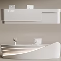 Cream wind curved bar reception desk 3d model