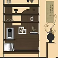 Middle Ancient Storage Rack Bookshelf Decorative Rack Display Rack Ornaments Combination Ornaments 3d model