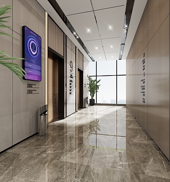 Modern Elevator Hall Hotel Elevator Hall Elevator Room 3d model