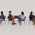 Group of People Dining Together at Tables in Modern Indoor Setting