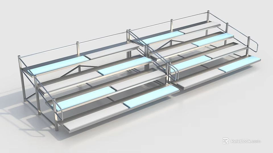 Durable Metal Bleachers With Multiple Steps And Safety Railings For Outdoor Events 3d model 