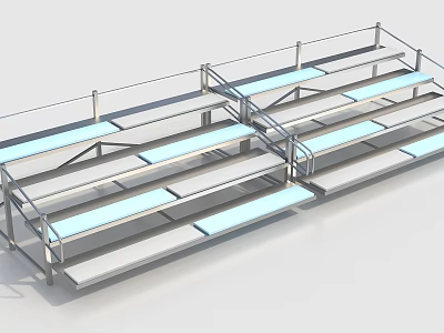 Durable Metal Bleachers With Multiple Steps And Safety Railings For Outdoor Events 3d model