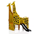 Giraffe Shaped Playground Equipment Yellow Body With Black Spots Featuring Slide Steps And Climbing Panels