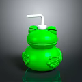 Frog Shaped Green Kids Food Drink Container With White Straw And Press Top