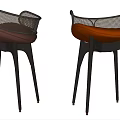 Modern Dining Chairs With Mesh Back Brown Seat And Black Metal Legs
