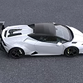 White Super Sports Car with Black Roof and Rear Spoiler Aerodynamic Design