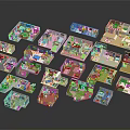 Colorful 3D Room Layout Models With Various Interior Designs And Structures