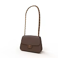 Brown Leather Handbag With Decorative Chain Strap And Classic Logo Design 3d model