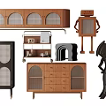 Modern Wooden Entryway Cabinet Sideboard with Storage Drawers and Glass Doors