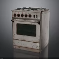 Vintage Gas Stove Kitchen Appliance With Worn Out Design Multiple Burners And Knobs
