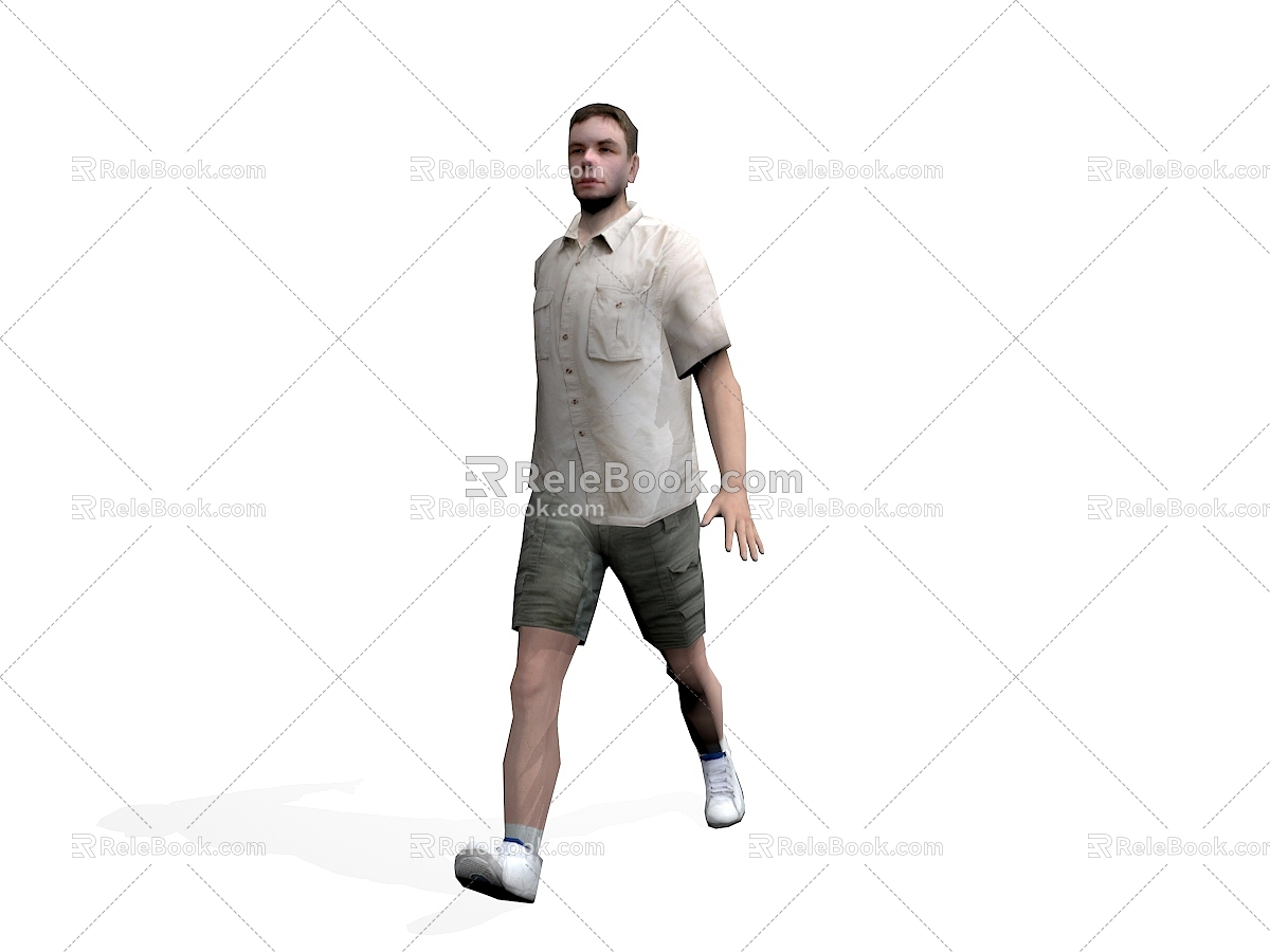 Walking Man Men Middle-aged Europeans 3d model