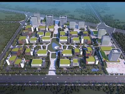 Large Industrial Factory Complex With Multiple Buildings Green Landscaping And Road Network 3d model