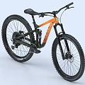 Green and Orange Mountain Bike With Black Wheels And Suspension Fork Design