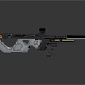 Futuristic Sci Fi Rifle Weapon with Black Gray Body Yellow Accents and Sleek Design
