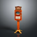 Vintage Wooden Coin Operated Telephone Stand With Decorative Top And Claw Base