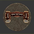 Classical European Style Architecture Model With Red Roof Multiple Chimneys And Circular Base