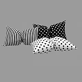 Black and White Striped and Polka Dot Decorative Throw Pillows Collection