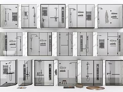 Various Shower Sauna Designs With Glass Enclosures And Modern Features 3d model