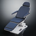 Modern Blue And White Medical Examination Chair With Adjustable Backrest Armrests And Footrest Section