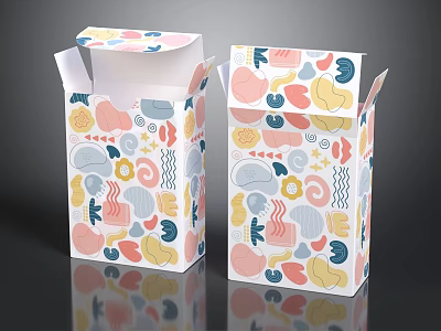Colorful Decorative Boxes With Abstract Patterns For Ornament Display And Storage 3d model